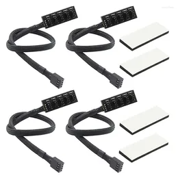Computer Cables 4PCS PWM Fan Hub PC CPU Cooling 4 PIN/3PIN Power Cable Splitter Adapter Sleeved Case Durable