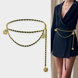 Belts Fashion Gold Chain Belt Female Waist Adjustable Tassel Metal For Women High Quality Easy Waistband Thin Strap 203z
