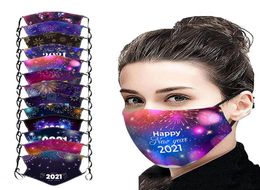DHL Ship Cycling Masks Face Masks Reusable 2021 New Year Printed Facemasks Adults Kids Cotton Windproof Anti Dust Mouth Nose Cover6236175