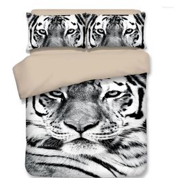 Bedding Sets Animal Tiger Pattern Children Ferocious 3pcs Black And White Bedclothes Duvet Cover Quilt Pillow Cases