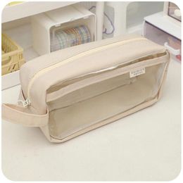 Cosmetic Bags Portable Makeup Bag For Students Clear Pencil Case Pouch Pen Organiser Large Capacity Simple School Supplies