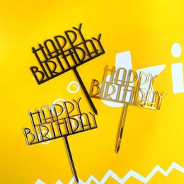 2020 Ins Fashion Happy Birthday Acrylic Cake Topper Baby Shower Acrylic Cupcake Topper For Kids Birthday Party Cake Decorations 214O
