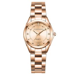 Wristwatches CHRONOS Watches For Women Round Stainless Steel Watch Quartz Rose Gold Bling Sale Ladies Gifts 231K