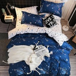 Bedding Sets Universe Spaceship Kids Set Cartoon Duvet Cover Pillowcase Bed Sheet Linen King Size