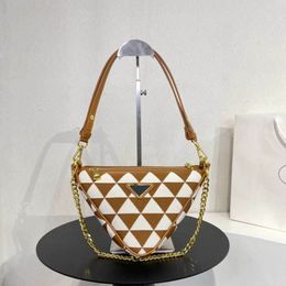 Triangle Shoulder Bag Fabric Two in One Women Handbags Crossbody Purse Gold Chain Canvas Leather Detachable Handle Strap Inside Fashion 224l