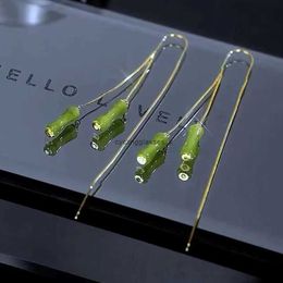2024 Unique design sense of internet celebrity niche exquisite bamboo joint anti loss ear thread hole care simple earrings