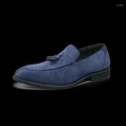 Casual Shoes Designer Mens Genuine Leather Loafers Formal Brogue For Men Tassel Business Work Driving Purple Moccasins