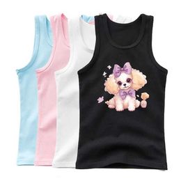 Tank Top 2024 Summer Girls Sleeveless T-shirt Sports Undershirts Kids Cartoon Singlet Children Cute Dog Print Tank Tops Y240527