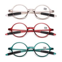 Sonnenbrille Vintage Retro kleine runde Rahmen -Lesebrille für presbyopische Frauen Männer schwarzer PC Harz Clear Lens Presbyopia Brille Deg 2889