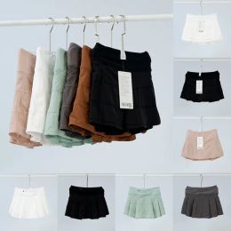 Tennis Skirts womens Pleated Yoga Skirt Gym Clothes Pleated Lined Women Running Fitness Golf Pants Shorts Sports Back Waist Pocket Zipper