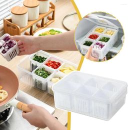 Storage Bottles Refrigerator Box 6 Grid Food Vegetable Fruit Clear Basket Drain Organiser Crisper Onion Ginger Fridge M Y1E9