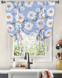 Curtain Chrysanthemum Hand Drawn Window For Living Room Home Decor Blinds Drapes Kitchen Tie-up Short Curtains