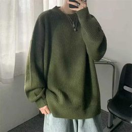 Men's Sweaters 2023 Autumn Crew Neck Solid Color Pullover Sweaters For Men Casual Y2K Knitted Sweater High Street Fashion Jumpers Hombre Q240527