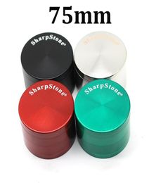 SharpStone Herb Grinder Zinc Alloy Smoking accessories round Flat Grinders Tobacco Sharp stone 4 Layers 75mm Big Size for water bo2484939