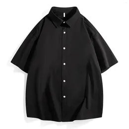 Men's Casual Shirts Summer Japanese Korean Shirt Top Basic Simple Breathable Cool Cardigan Male Short Sleeve Man Half Sleeved T-Shirts