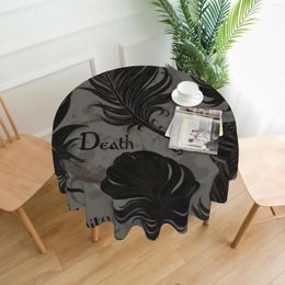 Table Cloth Black Bird Feathers Round 60 Inch Cloths Cover Polyester Tablecloth Washable For