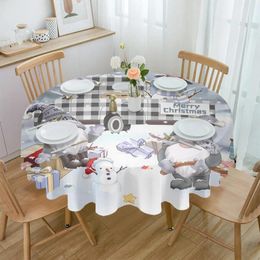 Table Cloth Christmas Truck Snowman Gift Round Tablecloth Waterproof Wedding Decor Cover Party Decorative