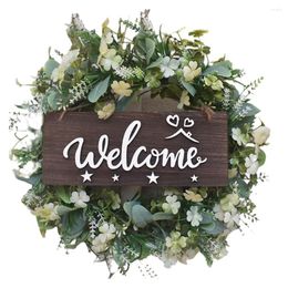 Decorative Flowers Artificial Wreath Store Shop Welcome Front Door Wreaths Farmhouse Greenery With Flower For Party Wedding Ornament