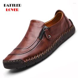 Casual Shoes Mens Fashion Men Loafers High Quality Leather Genuine Oxford Moccasins Shoe Plus Size 38-48