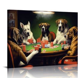 Bold Bluff Canvas Art Print Dogs Playing Poker Posters Animal Painting Pictures Modern Home Office Wall Decor Prints