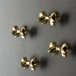 Light Luxury Bowknot Brass Furniture Handle Butterfly Knot Door Handles and Knobs for Kitchen Cabinet Drawer Pulls Home Decor