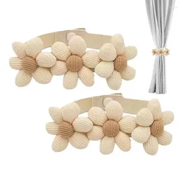 Curtain Tie Backs For Drapes Handwoven Fabric Flower Shape Drape Buckle 2pcs Flexible Decorative Multifunctional Fasteners