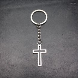 Keychains Keychain Hollow Cross Silver Color Pendants Key Ring DIY Men Jewelry Car Chain Holder Souvenir For Gift