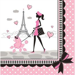 Eiffel Tower Theme Disposable Tableware Baby Shower Paris Birthday Party Decorations Disposable Plates Napkins Cups Banners