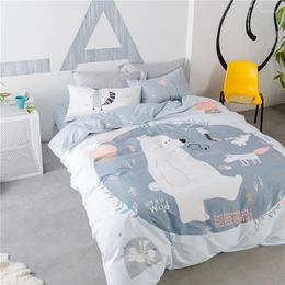 Bedding Sets Cute Cartoon Bear 3D Print Cotton Set Duvet Cover Flatsheet Pillowcases For Adult Children 1.2m Bed 1.5m
