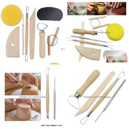 Craft Tools 8Pcs/Set Reusable Diy Y Tool Kit Home Handwork Clay Scpture Ceramics Moulding Ding Wholesale Cpa5732 Jj Drop Delivery Garde Dhj8S