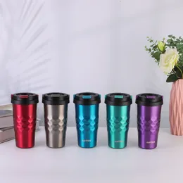 Water Bottles Light And Simple Coffee Insulation Cup Handheld Stainless Steel High Appearance Portable With Diamond Pattern Car