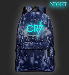 Cristiano Ronaldo Cr7 Luminous Backpack Boys Girls School Bags Fashion Night Glow Laptop Knapsack Teens Rucksack For Kids8845236