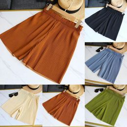 Women's Pants Women Spring And Summer Casual Solid Color Pleated Decorative Shorts High Waist Female Plus Size Short With Pockets Simple