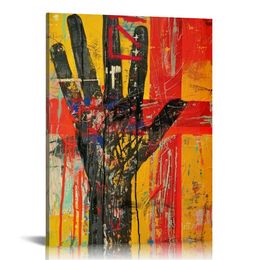 Bedroom Wall Decor Hand Graffiti Wall Art, Gesture Canvas Print Artwork Street Poster Pop Art Painting for Wall, Frame Modern Home Office Pictures for Wall 16x20 Inches