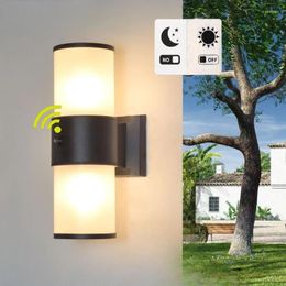 Wall Lamp Sensor Light Control Outdoor Garden LED Lights Double Head Up And Down Lighting Door Modern Round Tube Exterior
