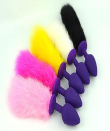 Small Sex Pony Play Toy Silicone Spiral purple Anal Plug Bunny Tail Ribbed Butt Inserts BDSM Gear Fetish Sexy Costume2039757