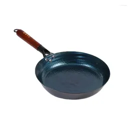 Pans 28/30cm Frying Pan Cast Iron Uncoated Kitchen Cookware With Anti-scald Wooden Handle For Gas Stove Induction Cooker