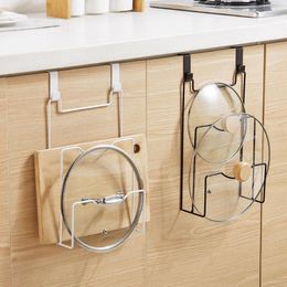 Kitchen Storage 1pc Pot Lid Rack Punch-free Installation Stainless Steel Wall Mounted Chopping Board Cover Holder Tool Accessories