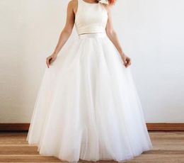 Skirts Women39s White Tulle Long Skirt High Waist 5 Layers Floor Length Ladies Vintage Bridal Wedding Dress Female Pleated Skir5263612