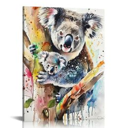 Koala duk väggkonst, färgglad koala affisch tryck abstrakt djur graffiti tryck för vardagsrumsdekor