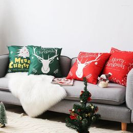 Pillow Velvet Christmas Decoration Cover 45 Red Green Cotton Tree Elk Sofa Chair Office Pillowcase