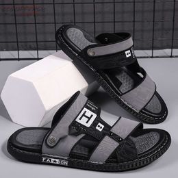 Top designer men s super Fibre leather sandals land dual-use beach shoes casual soft sole non slip casual sandals sizes 38-44
