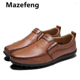 Casual Shoes Leather Men Flat Waterproof Breathable Loafers Male Soft Moccasins Genuine Plus 37-46