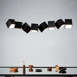 Chandeliers Designer Chandelier Modern Minimalist Square Hanging Lamps For Restaurant Living Room Dining Table Office Bar Lighting Fixtures