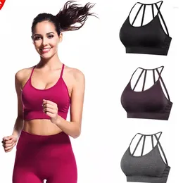 Active Shirts Sexy Women Gym Sports Bra Solid Vest Tank Top Yoga Bralette Padded Crop Tops Elastic Seamless Short Female