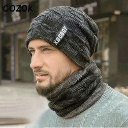 Berets Winter Beanie Hats Scarf Set Warm Knit Hat Skull Cap Neck Warmer With Thick Fleece Lined And For Men Women 230O
