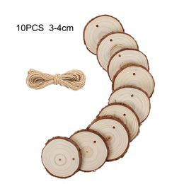 10pcs Wood Log Slice Disc 3-4 cm DIY Circle Round Wood Disks Crafts for Wedding Christmas Party Art Decoration