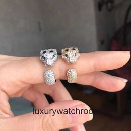 Cartre high end designer Jewellery rings for womens full diamond leopard ring personality trend classic leopard head ring full diamond leopard ring original 1to1 logo