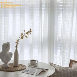 Curtain Custom Speckled White Yarn Cotton Linen Jacquard Window Curtains For Living Room Bedroom French Balcony