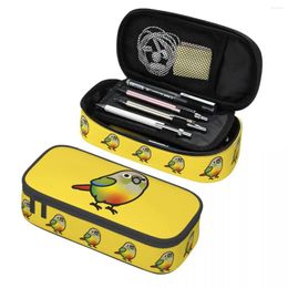 Custom Chubby Pineapple Green Cheek Conure Pencil Cases For Boys Gilrs Large Capacity Parrot Bird Pen Box Bag School Supplies
